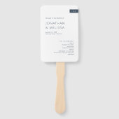 Minimal Navy Blue & White Monogram Wedding Program ハンドファン (正面)