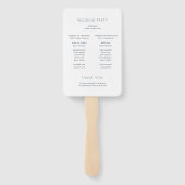 Minimal Navy Blue & White Monogram Wedding Program ハンドファン (裏面)