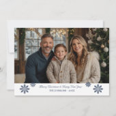 Minimal Navy Snowflake Accent Christmas Photo シーズンカード (正面)