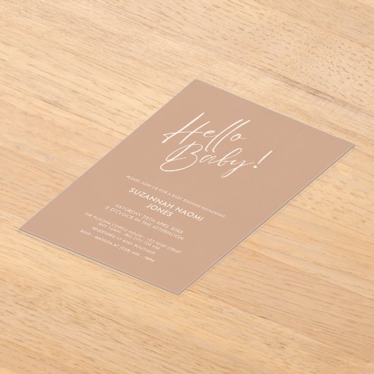 Minimal Neutral Baby Shower Acrylic Invitation アクリル招待状 (レイダウン)