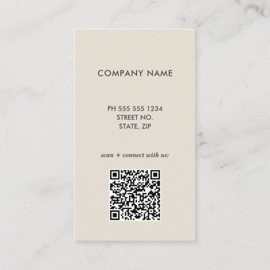 MInimal Neutral Business Logo QR Code Card 名刺 (裏面)