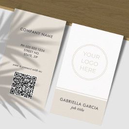MInimal Neutral Business Logo QR Code Card 名刺