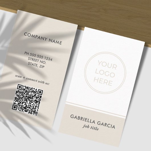 MInimal Neutral Business Logo QR Code Card 名刺