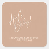 Minimal Neutral Modern Baby Shower スクエアシール (正面)