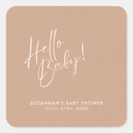 Minimal Neutral Modern Baby Shower スクエアシール