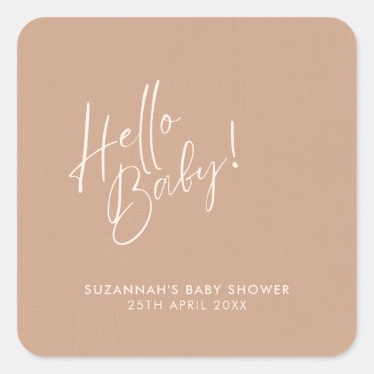 Minimal Neutral Modern Baby Shower スクエアシール (正面)
