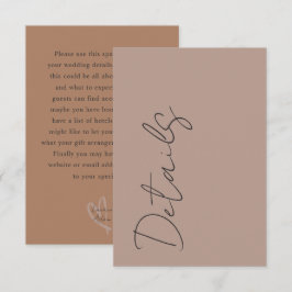 Minimal Neutral Typography Wedding Details エンクロージャーカード