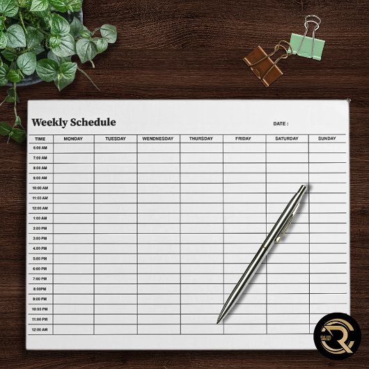 Minimal Neutral Weekly Schedule ノートパッド