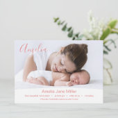 Minimal Newborn Photo Birth Announcement Card 案内状 (スタンド正面)