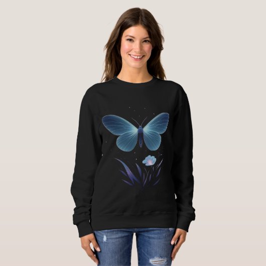 Minimal Night Butterfly Vector – Soft Glow Illustr スウェットシャツ (正面フル)