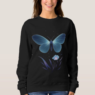 Minimal Night Butterfly Vector – Soft Glow Illustr スウェットシャツ