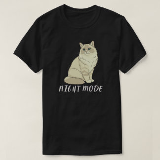 Minimal Night Mode Cat Cozy Illustration Tシャツ