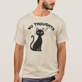 Minimal No Thoughts Cat Blank Expression Illustrat Tシャツ (正面)