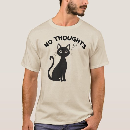 Minimal No Thoughts Cat Blank Expression Illustrat Tシャツ (正面)