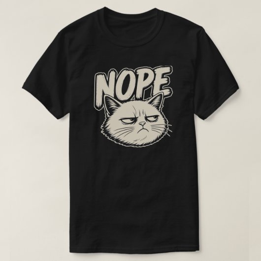 Minimal Nope Cat Mood Design Tシャツ (デザイン正面)