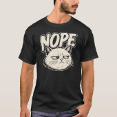 Minimal Nope Cat Mood Design Tシャツ (正面)