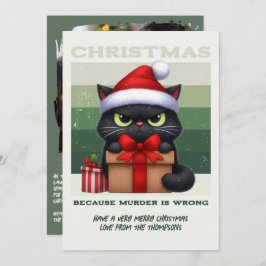 Minimal Nordic Funny Cat Retro Christmas Photo シーズンカード