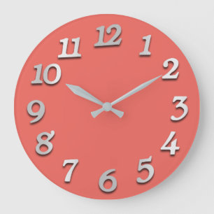 Minimal Numbers Gray Grey Coral Candy ラージ壁時計