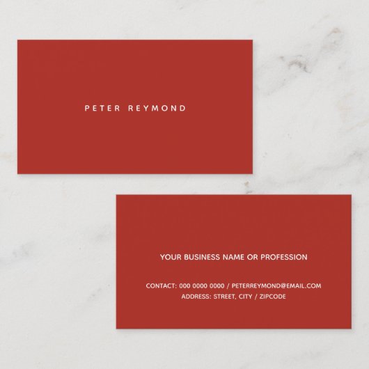 minimal of the minimalist brick-red 名刺 (正面/裏面)