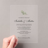Minimal Olive Branch Acrylic Wedding  アクリル招待状 (インサイチュ (ポータブル))
