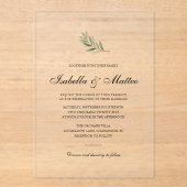 Minimal Olive Branch Acrylic Wedding  アクリル招待状 (正面)