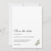 Minimal Olive Branch Save the Date  招待状 (正面)