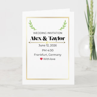 Minimal Olive Branch Wedding Invitation | Elegant  カード