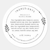 Minimal Olive Branch Wreath Ingredients Label ラウンドシール (正面)