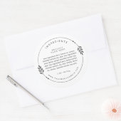 Minimal Olive Branch Wreath Ingredients Label ラウンドシール (封筒)
