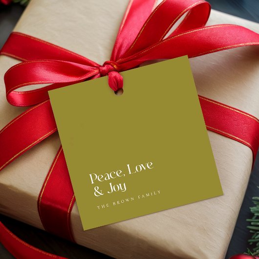 Minimal Olive Green Christmas Holiday Family Name フェイバータグ
