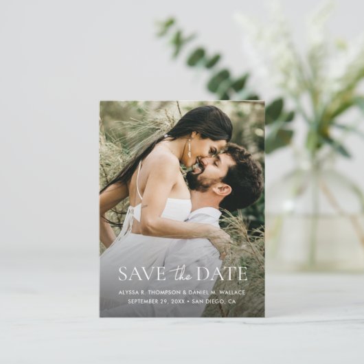 Minimal One Photo Modern QR code wedding website ポストカード (スタンド正面)