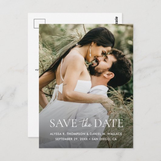 Minimal One Photo Modern QR code wedding website ポストカード (正面/裏面)