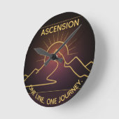 Minimal One-Stroke Mountain Ridge (NO NUMBERS) ラウンド壁時計 (傾斜)