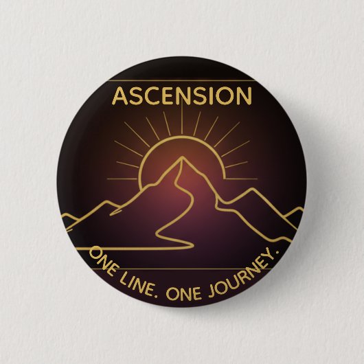 Minimal One-Stroke Mountain Ridge | Sunrise Line 缶バッジ (正面)