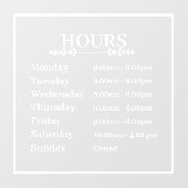 Minimal Opening Hours Transparent Window Cling  ウィンドウサイン (シート)