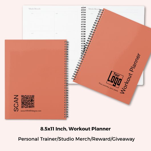Minimal Orange Black Logo Motto Fitness Workout プランナー手帳