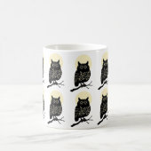 Minimal Owl Mug Black And White Forest Animal Moon コーヒーマグカップ (中央)