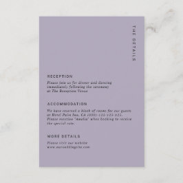 Minimal Pale Purple Modern Simple Wedding Details エンクロージャーカード