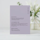 Minimal Pale Purple Modern Simple Wedding Details エンクロージャーカード (スタンド正面)