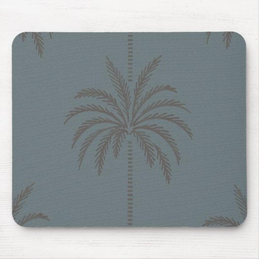Minimal Palm Tree Pattern Blue Grey Tropical  マウスパッド (正面)