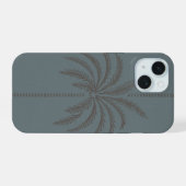 Minimal Palm Tree Pattern Blue Grey Tropical  iPhone 15ケース (裏面横)