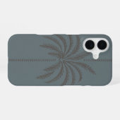 Minimal Palm Tree Pattern Blue Grey Tropical  iPhone 16ケース (裏面横)