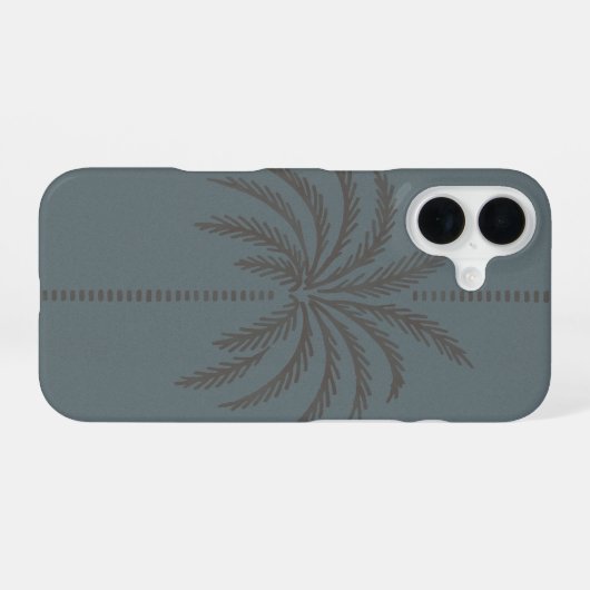 Minimal Palm Tree Pattern Blue Grey Tropical  iPhone 16ケース (裏面横)