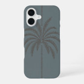 Minimal Palm Tree Pattern Blue Grey Tropical  iPhone 16ケース (裏面)