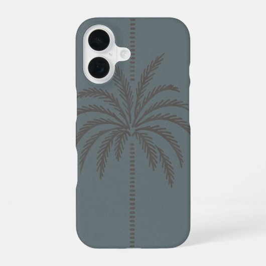 Minimal Palm Tree Pattern Blue Grey Tropical  iPhone 16ケース (裏面)