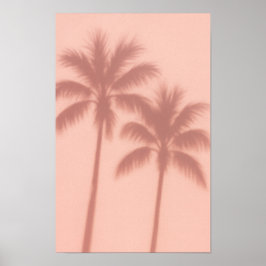 Minimal Palm Tree Shadows – Soft Coral Aesthetic ポスター