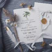 Minimal Palm Tree Tropical Beach QR Code Wedding 招待状