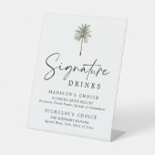 Minimal Palm Tree Wedding Signature Drinks 台座サイン (正面)