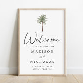 Minimal Palm Tree Wedding Welcome Sign Poster ポスター