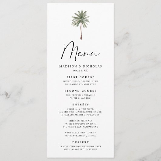 Minimal Palm Wedding Menu セーブザデート (正面)